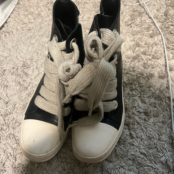 Black and White High-Top Sneakers - Picture 1 of 6